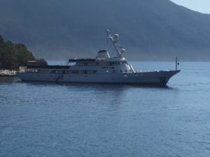 Just another super yacht anchored off the beautiful Fiscardo bay